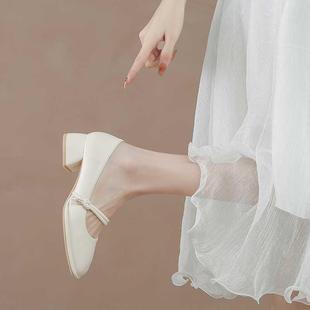 伴娘鞋日常可穿仙女鞋温柔单鞋低跟不累脚中式古风汉服鞋子配裙子