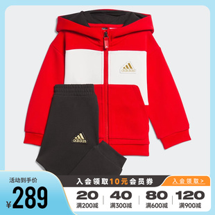 阿迪达斯儿童装龙年新春节款宝宝运动服男女童红色运动套装JF3881