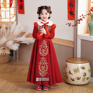 女童拜年礼服中国风演出服过年汉服儿童唐装女孩古装新年宝宝冬装