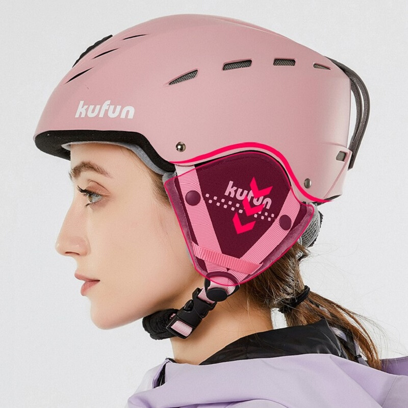 滑雪头盔运动护具装备男女保暖防风防撞雪盔安全帽雪镜盔镜一体式