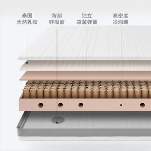 8H天然乳胶床垫1.5m1.8米3D透气护脊静音弹簧席梦思卷包盒装床垫
