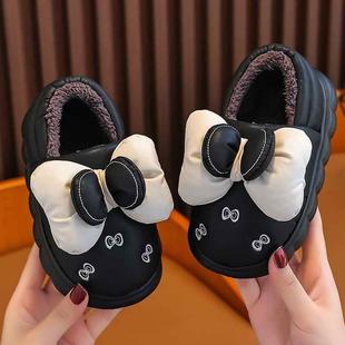 儿童棉拖鞋冬季女孩带后跟家居宝宝女童2024新款包跟防水棉鞋外穿
