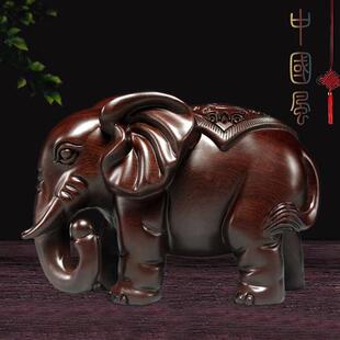 花梨木雕大象摆件红木雕刻象实木黑檀木大象工艺礼品家居客厅办公