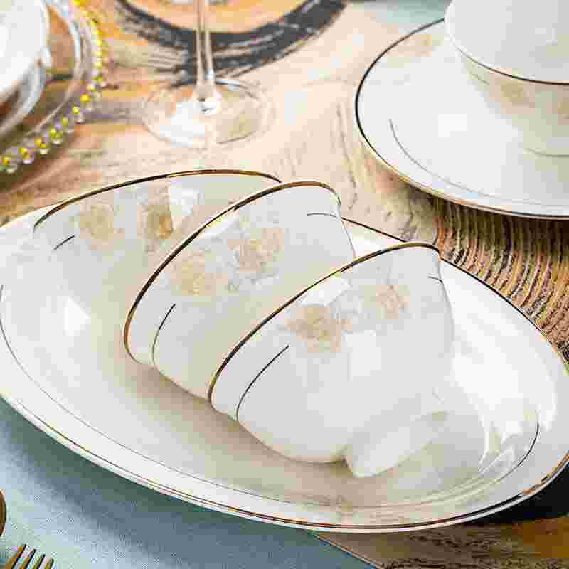 景德镇陶瓷餐具碗家用中式防烫高脚碗4/6/10个装吃饭碗面碗带盖