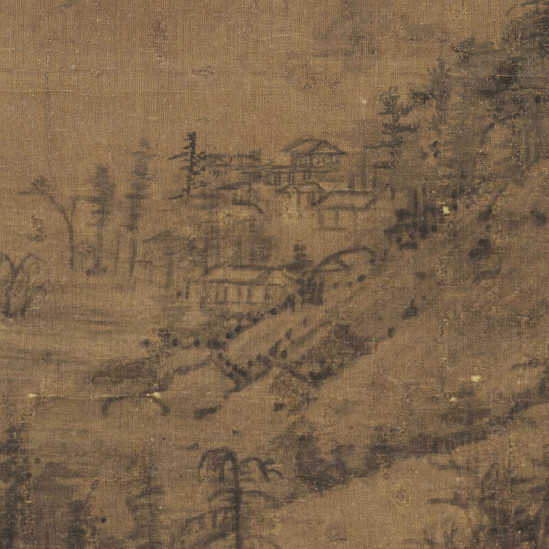 1:1黄公望 北苑山水图水墨画立轴国画艺术微喷古代名画复制品