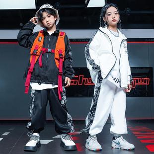 街舞服装男童秋冬儿童潮服hiphop炸街马甲童装演出服运动会班服女