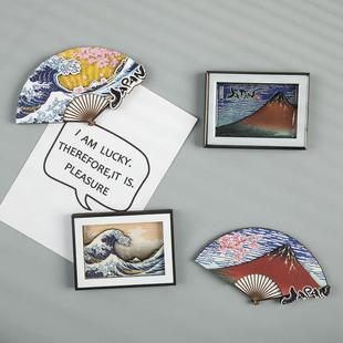 世界名画可爱少女冰箱贴家居装饰磁贴日本神奈川富士山旅游纪念品