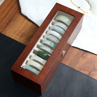 木质高端手镯收纳盒手链手串串珠翡翠收纳盒12位多功能首饰展示盒