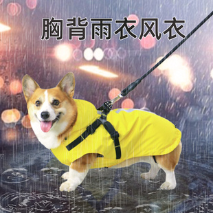 宠物雨衣狗狗防水衣服牵引绳雨天护肚子柯基泰迪小型犬雨披冲锋衣