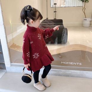 女童秋装连衣裙新年衣服春秋儿童毛衣裙子公主裙2024春新款拜年服