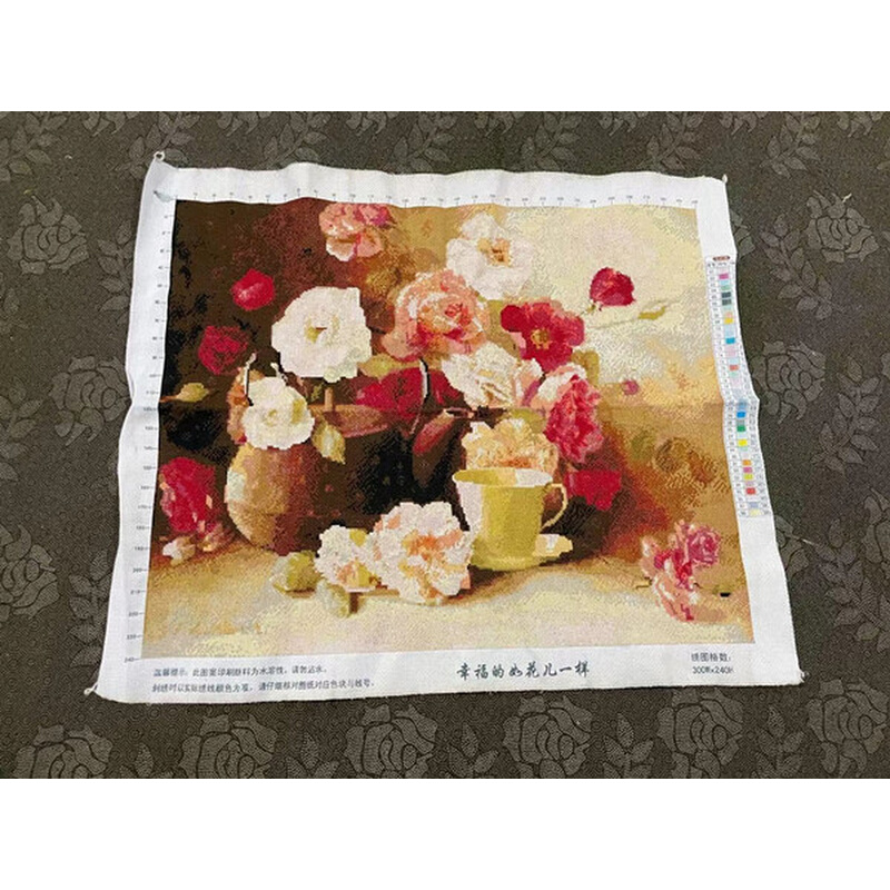 纯手工十字绣成品幸福的如花儿一样油画餐厅客厅植物花卉包邮
