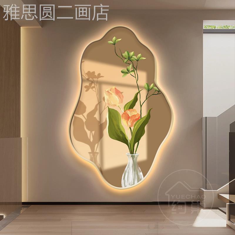 网红北欧现代入户关玄装饰画绿植花卉创意走廊尽头门进挂画氛围画