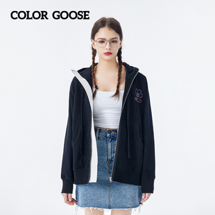 COLOR GOOSE彩鹅 24春夏新品男女同款经典休闲连帽拉链卫衣