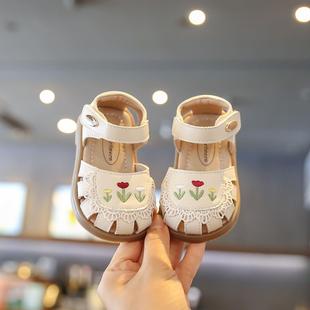 宝宝鞋女宝夏季凉鞋小童公主鞋软底1一2岁婴儿学步鞋包头女童鞋子