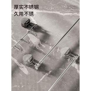 新款吸盘可伸缩毛巾架家用吸盘置物架浴室卫生间拖鞋架带一体挂钩