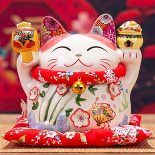 日式招财猫摆件入户八方来财网红发财猫大小号家庭用储钱罐开业