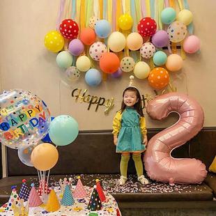 女童生日布置生日快乐装饰场景布置儿童宝宝一周岁气球女宝儿童|