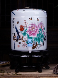 销陶瓷过滤水缸凉水壶家用大号冷水壶带龙头储水罐瓷水桶大容量厂