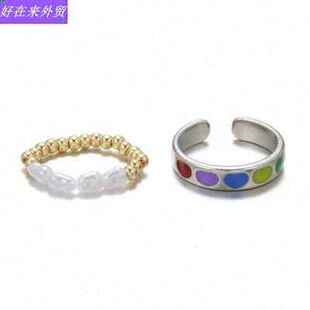 新品Girly ring Temperament 2 PCS Creativity Elegant