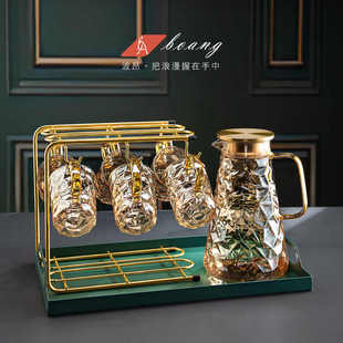 耐热玻璃水杯家用套装创意泡茶杯带把手高档客厅待客喝水绿茶杯子