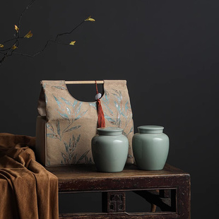 高档陶瓷茶叶罐包装礼品盒手提袋布袋白茶岩茶红茶国风伴手礼空盒