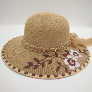 新款夏季遮阳盆帽可折叠大檐凉帽女士花朵时尚防晒防紫外线太阳帽