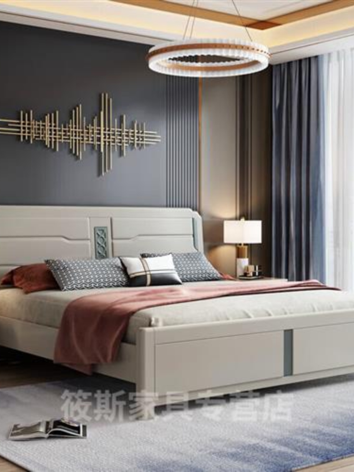 新品缦宛木 新中式轻奢实木床18米主卧室双人床现代简约大床15欧