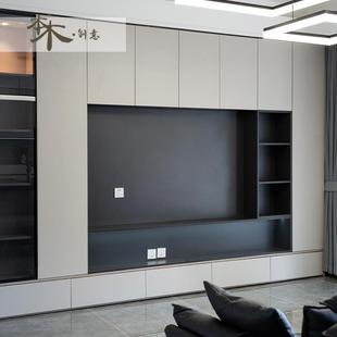 本木创意全屋定制客厅满墙电视柜一体设计整强背景储物柜书柜定做