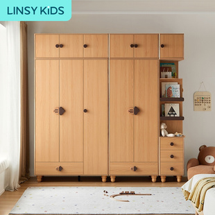 儿童衣柜实木家居卧室衣橱书柜一体家用收纳储物组合柜子