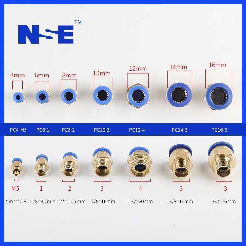 。气管快速接头气动快插螺纹直通元件 PC8-02 PC6-01PC10-03 PC12