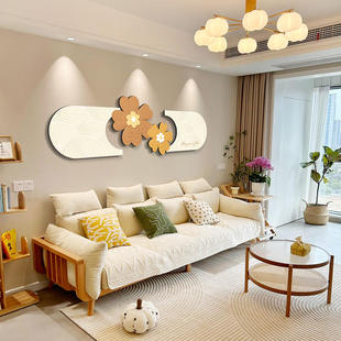 北欧风客厅装饰画现代简约新款沙发背景墙挂画创意花卉三联画壁画