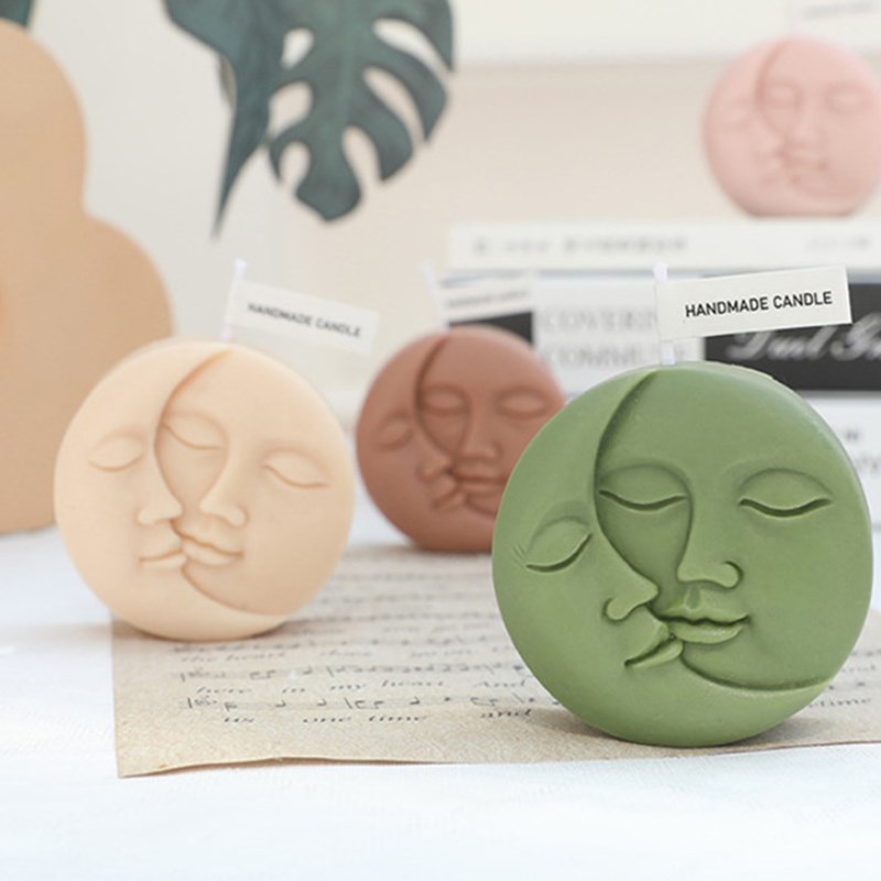 网红Warm Moon Sun Face Candle Silicone Mold DIY Handmade Soa