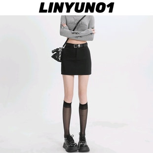 linyuno1西装短裙女2024新款春夏季薄款高腰气质显瘦包臀半身裙子