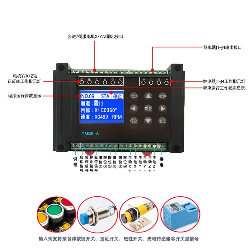 三轴步进电机425786控制板驱动器套装 四路继电器多功能PLC可编程