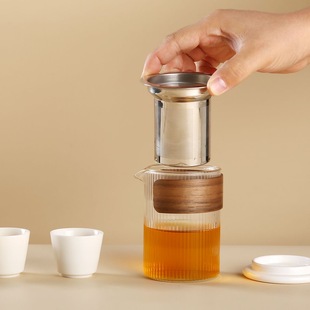 一条旅行茶具套装一壶三杯便携式陶瓷茶器304不锈钢内胆功夫茶具