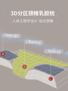 3D蝶型护颈乳胶枕头无压助睡眠护颈椎专用枕芯侧睡按摩带枕套高枕