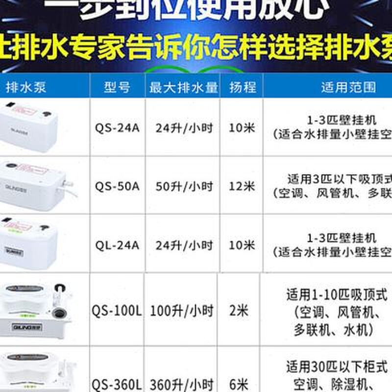 奇灵空调排水泵冷凝提升泵挂多联风管机外置工程全自动排水盒通用