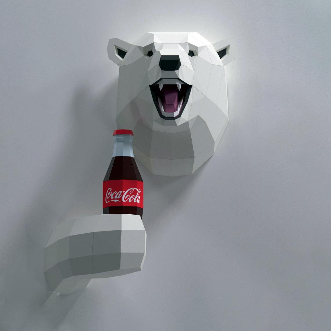 快乐的北极熊 玄关客厅立体墙壁装饰大型纸纸艺半身等比动物壁挂