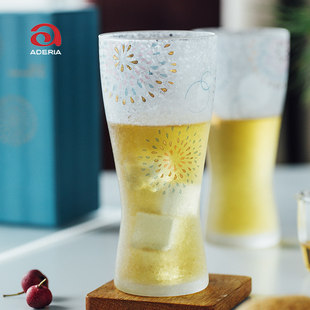 日本进口石塚硝子玻璃杯樱花小鱼图案礼盒装啤酒饮料水杯对杯子