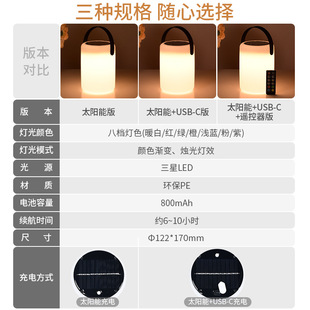 新品led露营手提灯庭院草坪灯野营灯太阳能感应充电台灯氛围夜灯