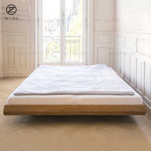 日式实木悬浮床地暖床北欧简约日式民宿无床头床架榻榻米矮床定制