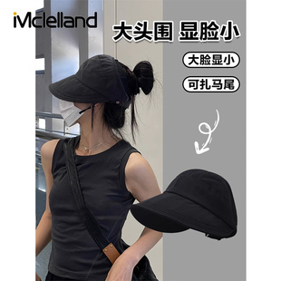 Mclelland赵露思帽子女款2024新款大头围渔夫帽可扎高马尾防晒帽