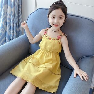巴拉巴柆韩系女童连衣裙新款2024韩版吊带夏装网红夏季儿童装女孩