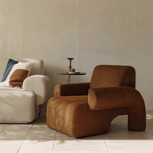 北欧单人沙发小户型轻奢客厅灯芯绒椅子设计师休闲创意网红ins风