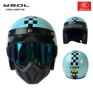 3C认证复古机车头盔巡航摩托车3/4半盔踏板电动车骑行安全帽