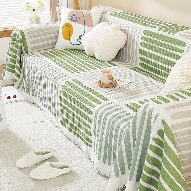 高级感绿色沙发巾盖垫四季通用沙发套全盖毯全盖防滑出租房客厅夏