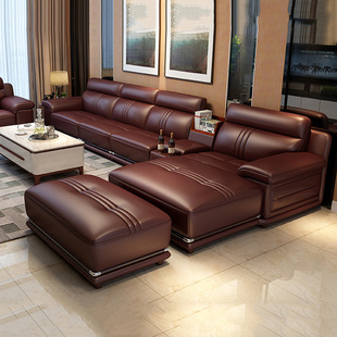 真皮沙发进口头层黄牛皮简约沙发现代客厅整装皮艺沙发组合家具