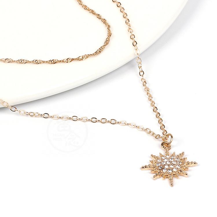 推荐。Mother's Day gift Diamond Sunflower multi-layer Neckla