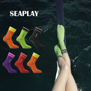 。Seaplay 3MM高帮袜浮潜水袜子女男脚蹼袜套防寒保暖自由潜冬泳