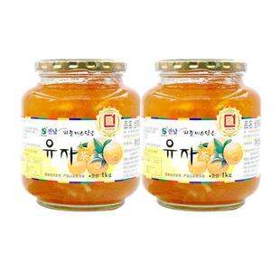 全南蜂蜜柚子茶1kg*2瓶韩国进口柚子酱泡水喝的冲饮水果茶旗舰店